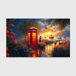 Бумага для упаковки Пейзаж с красной телефонной будкой, цвет: 3D-принт