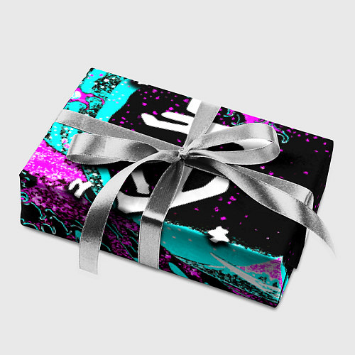 Бумага для упаковки Doom самураи неоновая волна / 3D-принт – фото 2