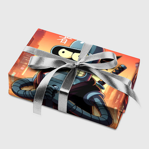 Бумага для упаковки Крутой ниндзя Бендер в ночном городе / 3D-принт – фото 2