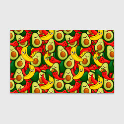 Бумага для упаковки Авокадо, бананы, перцы чили улыбаются - паттерн фр, цвет: 3D-принт
