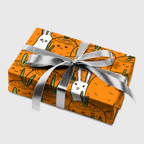 Бумага для упаковки Милый кролики в морковном поле / 3D-принт – фото 2