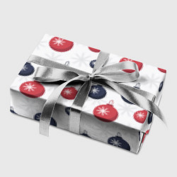 Бумага для упаковки Синие и красные новогодние шары со снежинками, цвет: 3D-принт — фото 2