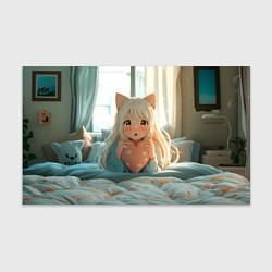 Бумага для упаковки Аниме девушка в кровати с сердцем