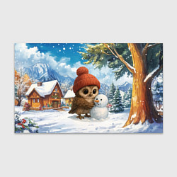 Бумага для упаковки Совушка в шапочке лепит снеговика, цвет: 3D-принт