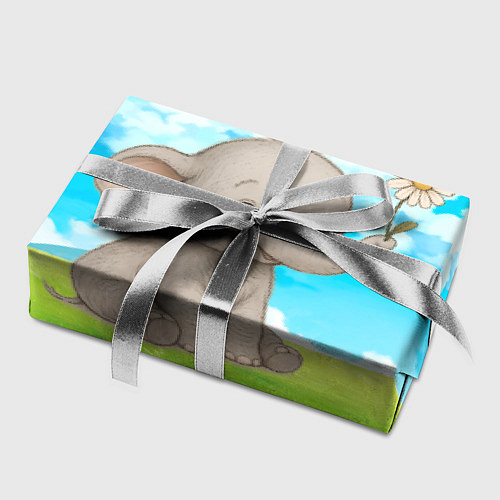 Бумага для упаковки Слоненок с цветочком / 3D-принт – фото 2