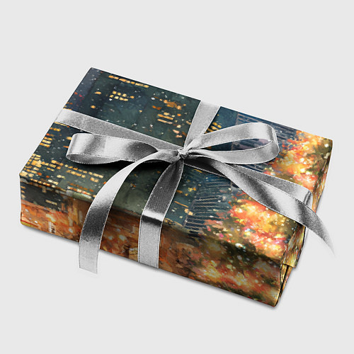 Бумага для упаковки Москва - сити и новогодняя елка / 3D-принт – фото 2