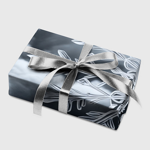 Бумага для упаковки Снежинка на черно белое / 3D-принт – фото 2