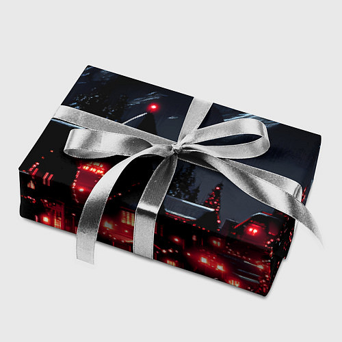 Бумага для упаковки Новогодняя ночь и красные гирлянды / 3D-принт – фото 2
