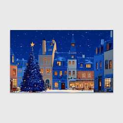 Бумага для упаковки Синяя новогодняя елочка во дворе, цвет: 3D-принт