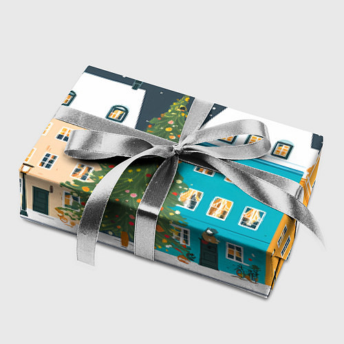 Бумага для упаковки Новогодний снежный город / 3D-принт – фото 2