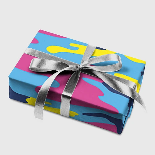 Бумага для упаковки Камуфляж: голубой/розовый/желтый / 3D-принт – фото 2