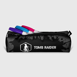 Пенал для ручек Tomb Raider glitch на темном фоне: надпись и симво, цвет: 3D-принт — фото 2