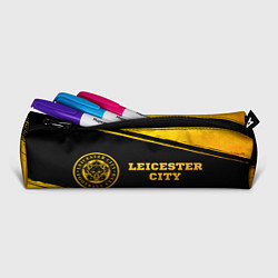Пенал для ручек Leicester City - gold gradient: надпись и символ, цвет: 3D-принт — фото 2