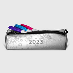 Пенал для ручек Новый год 2023 в снежинках, цвет: 3D-принт — фото 2