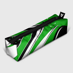 Пенал Абстрактный узор черно зеленый с белым