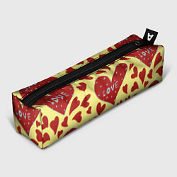 Пенал для ручек Надпись love в красном сердце, цвет: 3D-принт