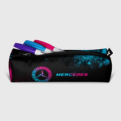 Пенал для ручек Mercedes - neon gradient: надпись и символ, цвет: 3D-принт — фото 2