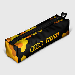 Пенал для ручек Audi - gold gradient: надпись и символ, цвет: 3D-принт