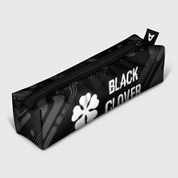 Пенал для ручек Black Clover glitch на темном фоне: надпись и симв, цвет: 3D-принт