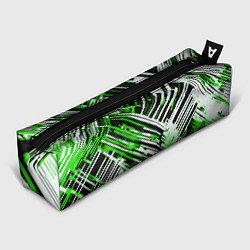 Пенал для ручек Киберпанк линии белые и зелёные, цвет: 3D-принт