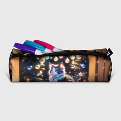 Пенал для ручек Кот и новогодние украшения, цвет: 3D-принт — фото 2