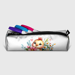 Пенал для ручек Мультяшный цыпленок с цветами, цвет: 3D-принт — фото 2