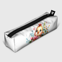 Пенал для ручек Мультяшный цыпленок с цветами, цвет: 3D-принт