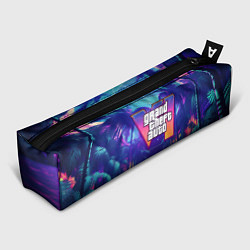 Пенал для ручек Gta 6 логотип в стиле ночного vice city, цвет: 3D-принт