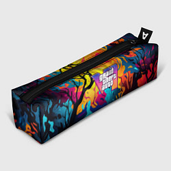Пенал для ручек GTA 6 logo яркий неоновый камуфляжный стиль, цвет: 3D-принт