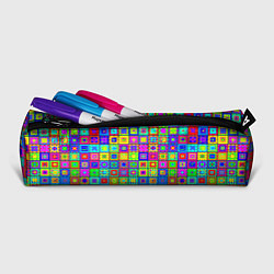 Пенал для ручек Узор из разноцветных квадратов, цвет: 3D-принт — фото 2
