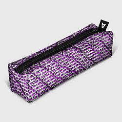 Пенал для ручек Фиолетово-белый узор на чёрном фоне, цвет: 3D-принт