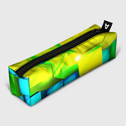 Пенал для ручек Зелёные кубы разломы, цвет: 3D-принт