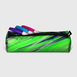 Пенал для ручек Зелёный и фиолетовый абстрактные полосы, цвет: 3D-принт — фото 2