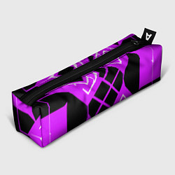 Пенал для ручек Чёрные квадраты и белые полосы на фиолетовом фоне, цвет: 3D-принт