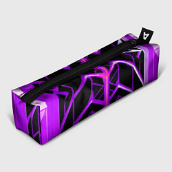 Пенал для ручек Фиолетовые линии на чёрном фоне, цвет: 3D-принт