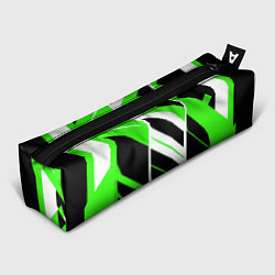 Пенал для ручек Black and green stripes on a white background, цвет: 3D-принт