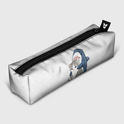 Пенал для ручек Котик и акула зверушки мем, цвет: 3D-принт