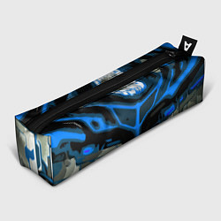 Пенал для ручек Blue stripes on a black and white background, цвет: 3D-принт