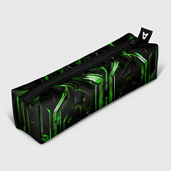 Пенал для ручек Green stripes on a black background, цвет: 3D-принт