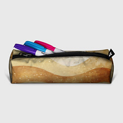 Пенал для ручек Бежево-золотые полосы с блестками, цвет: 3D-принт — фото 2