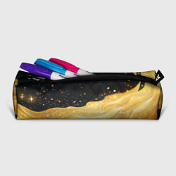 Пенал для ручек Золотистая материя на черном фоне, цвет: 3D-принт — фото 2