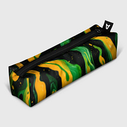 Пенал для ручек Зелено-желтая краска на черном, цвет: 3D-принт