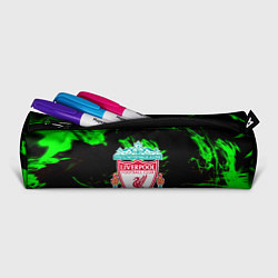 Пенал для ручек Liverpool зеленый огонь текстура, цвет: 3D-принт — фото 2