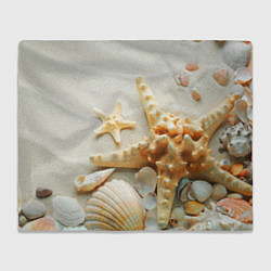 Плед флисовый Морские ракушки, цвет: 3D-велсофт