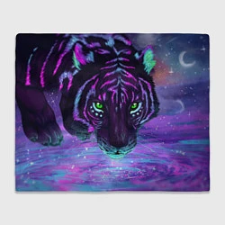 Плед флисовый Неоновый тигр, цвет: 3D-велсофт