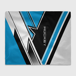 Плед флисовый Hockey black blue white, цвет: 3D-велсофт