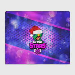 Плед флисовый BRAWL STARS LEON НОВОГОДНИЙ, цвет: 3D-велсофт