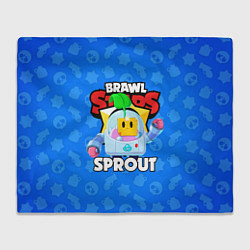 Плед флисовый BRAWL STARS SPROUT, цвет: 3D-велсофт