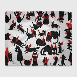 Плед флисовый Черный котик, цвет: 3D-велсофт