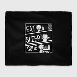Плед флисовый Eat, sleep, code, цвет: 3D-велсофт